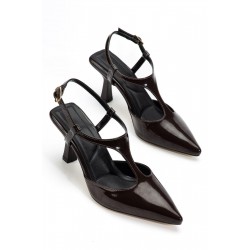 Tula Kahverengi Rugan Topuklu Ayakkabı