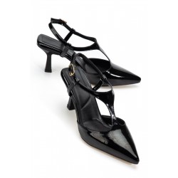 Tula Siyah Rugan Topuklu Ayakkabı