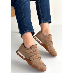 Tunga Bej Süet Cırt Cırtlı Spor Ayakkabı