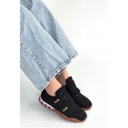 Tunga Siyah Süet Cırt Cırtlı Spor Ayakkabı