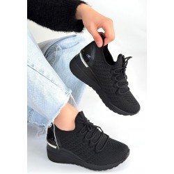 Weor Siyah Triko Bağcıklı Spor Ayakkabı