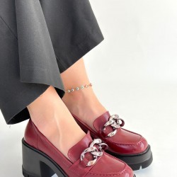 Winar Bordo Rugan Doldu Topuk Ayakkabı