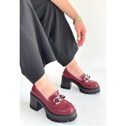 Winar Bordo Rugan Doldu Topuk Ayakkabı