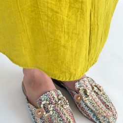 Yenda Renkli Dokumalı Terlik