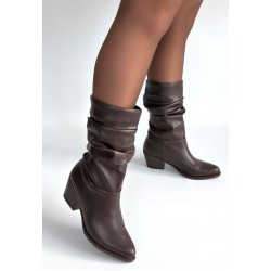 Yior Acı Kahve Cilt Topuklu Bot