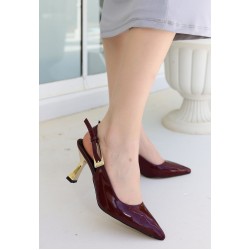 Zalin Bordo Rugan Topuklu Ayakkabı