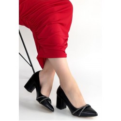 Zenta Siyah Cilt Topuklu Ayakkabı