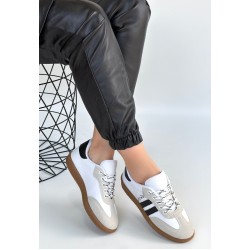 Zerti Beyaz Cilt Bağcıklı Spor Ayakkabı