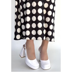 Zuda Beyaz Rugan Platform Topuk Ayakkabı