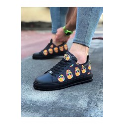 WG01 Kömür Kurukafa Baskılı Erkek Casual Ayakkabı