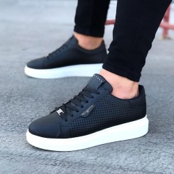 WG01 Siyah Delikli Erkek Yüksek Taban Ayakkabı