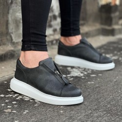 WG010 Gri Cilt Erkek Casual Ayakkabı