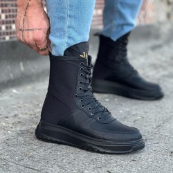 WG012 Kömür Cilt Uzun Bağcıklı  Bot