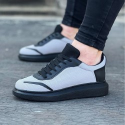 WG019 Gri Siyah Triko Erkek Casual Ayakkabı