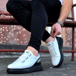 WG029 3 Bant Legend Beyaz Kömür Kalın Taban Casual Erkek Ayakkabı