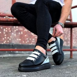 WG029 3 Bant Legend Kömür Beyaz Kalın Taban Casual Erkek Ayakkabı