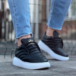 WG094 Siyah Cilt Erkek Casual Ayakkabı