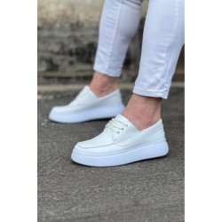 WG508 Beyaz Cilt Ortopedik Taban Erkek Casual Ayakkabı