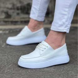 WG508 Beyaz Cilt Ortopedik Taban Erkek Casual Ayakkabı