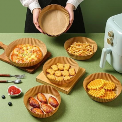 Mey İthalat®100 Adet  Air Fryer Pişirme Kağıdı Tek Kullanımlık  Yağlı Kağıdı Yuvarlak Tabak Model