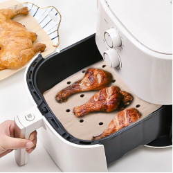 Mey İthalat® 150 Adet Air Fryer Pişirme Kağıdı Tek Kullanımlık Hava Fritöz Yağ Geçirmez Yapışmaz Gıda Pişirme Kağıdı Delikli Kare Model