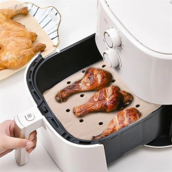 Mey İthalat® 200 Adet Air Fryer Pişirme Kağıdı Tek Kullanımlık Pişirme Kağıdı Delikli Kare Model