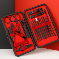 Mey İthalat® 24 Parça Kendiliğinden Deri Çantalı Seyahat Tipi Manikür Pedikür Seti