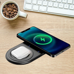 Mey İthalat® 2si 1arada Kablosuz Saat,Kulaklık ve Telefon Hızlı Şarj Etme Aparatı