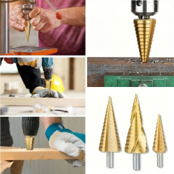 Mey İthalat® 3 Parça Kademeli Matkap Ucu Paslanmaz Uç Alüminyum Sac Demir Delme Seti