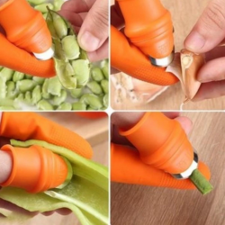 Mey İthalat® 5 Parça Pratik Parmak Koruyucu 1 Parça Baş Parmak Bıçaklı Eldiven Sebze Meyve Soyucu Kesme Ayıklayıcı Silikon Set