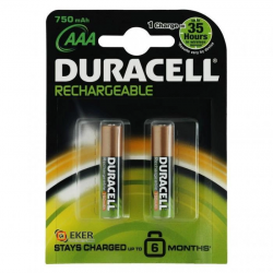 Mey İthalat® Duracell Şarjedilebilir İnce Kalem Pil 2'li AAA 750 mAh