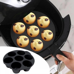 Mey İthalat® 7 Gözlü Silikon Çok Amaçlı Airfryer Muffin Cupcake Kek ve Çörek Pişirme Kalıbı