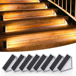 Mey İthalat® 8 Adet Üçgen  Güneş Enerjisi ile Şarj Olan Dış Mekan Solar Basamak Köşe ası