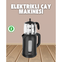 Mey İthalat® 0,9 L Cam Demlik ve 1,7 L Su Haznesi ile Çay Keyfi
