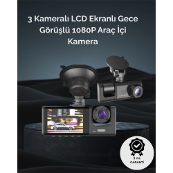 Mey İthalat® 1. 3 Kameralı Full HD Araç Kamerası – Ön, İç ve Arka Görüş ile %100 Kapsama