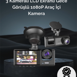 Mey İthalat® 1. 3 Kameralı Full HD Araç Kamerası – Ön, İç ve Arka Görüş ile %100 Kapsama