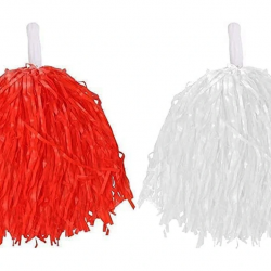 Mey İthalat® 1 Çift Kırmızı Beyaz Renklerde 23 Nisan Gösteri Ponponu