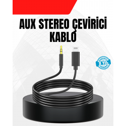 Mey İthalat® 1 Metre Lightning to Aux Çevirici Kablo Stereo Ses Yüksek Kalite