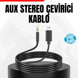 Mey İthalat® 1 Metre Lightning to Aux Çevirici Kablo Stereo Ses Yüksek Kalite