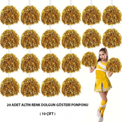 Mey İthalat® 10 Çift ( 20 Adet ) Altın Renk 23 Nisan 19 Mayıs 29 Ekim Okul Gösteri Ponponları