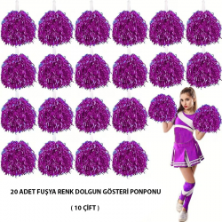 Mey İthalat® 10 Çift ( 20 Adet ) Fuşya Renk 23 Nisan 19 Mayıs 29 Ekim Okul Gösteri Ponponları