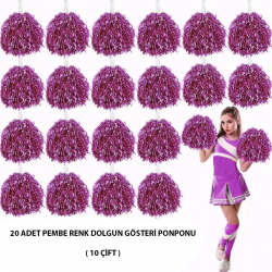 Mey İthalat® 10 Çift ( 20 Adet ) Pembe Renk 23 Nisan 19 Mayıs 29 Ekim Okul Gösteri Ponponları