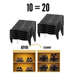 Mey İthalat® 10 LU Ayakkabı Rampası Yer Tasarruf Organizeri Mehle-Twin