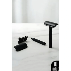 Mey İthalat® 10'lu Şık Siyah Plastik Tıraş Aleti – Manuel Tıraş Bıçağı  , Ergonomik Saplı