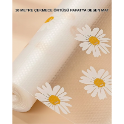 Mey İthalat® 10 Metre Papatya Desenli Dolap İçi Kaymaz Koruyucu Mat