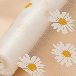 Mey İthalat® 10 Metre Papatya Desenli Dolap İçi Kaymaz Koruyucu Mat