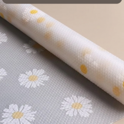 Mey İthalat® 10 Metre Papatya Desenli Kaymaz Çok Amaçlı Dolap İçi Örtü