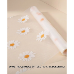 Mey İthalat® 10 Metre Papatya Desenli Kolay Temizlenebilir Çekmece Matı
