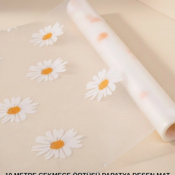 Mey İthalat® 10 Metre Papatya Desenli Kolay Temizlenebilir Çekmece Matı