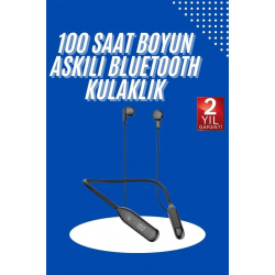 Mey İthalat® 100 Saat Kablolu Boyun Askılı Dijital Göstergeli Bluetooth Kulaklık
